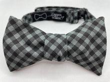 Load image into Gallery viewer, Gray Gingham Bow Tie