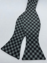 Load image into Gallery viewer, Gray Gingham Bow Tie
