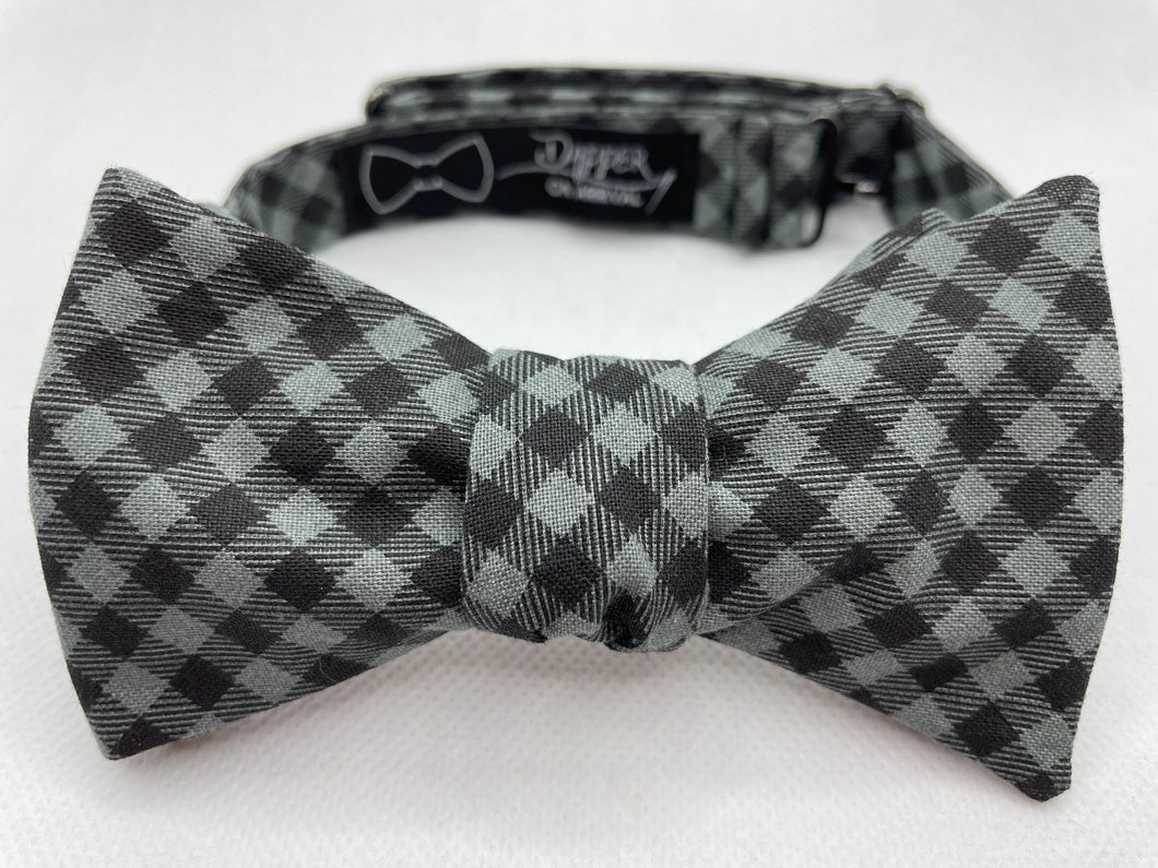 Gray Gingham Bow Tie